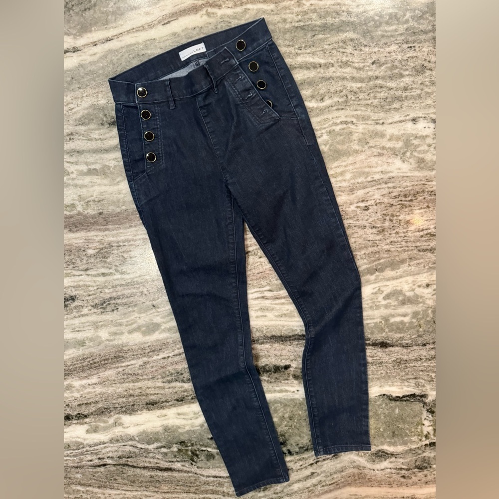 Loft Women’s Skinny Jeans Size W25 Dark Wash w/ Button Details